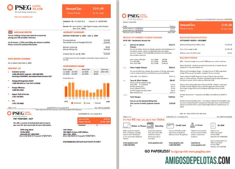 Eletricidade PSEG de Long Island nos EUA modelo